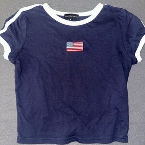 Fourteen Tweleve Cropped Baby Sporty Tee With American Flag